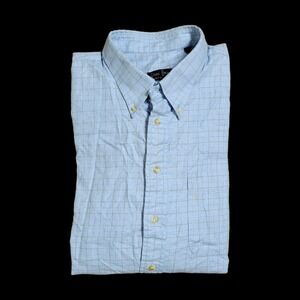 Gitman Bros. Men's Button Down Shirt Blue Plaid Cotton Long Sleeve USA XXL